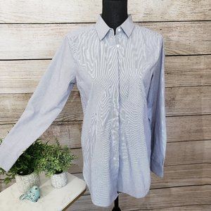 ANN TAYLOR PINSTRIPE BUTTON SHIRT - SMALL